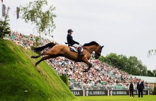 Mikey Pender takes the bank at Hickstead